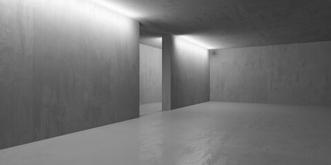 Abstract empty concrete interior. Minimalistic dark room design template