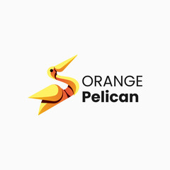 Vector Logo Illustration Pelican Gradient Colorful Style