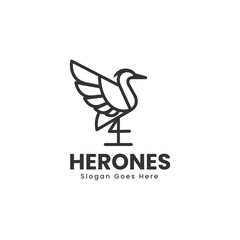 Vector Logo Illustration Heron Line Art Style