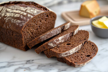A slice of bread with sesame seeds on top of a wooden cutting board