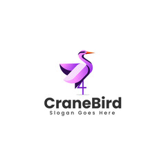 Vector Logo Illustration Crane Gradient Colorful Style