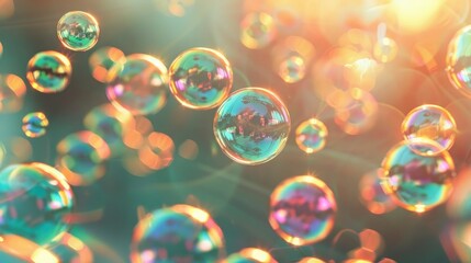 Floating Soap Bubbles in the Air - obrazy, fototapety, plakaty