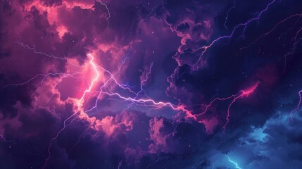 Lightning against a stormy sky, conveying intensity and power in digital designs. - obrazy, fototapety, plakaty