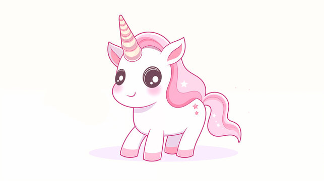 Hand drawn cartoon cute unicorn illustration