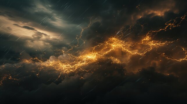 Dynamic vector lightning bolt. Streaks across stormy sky, creating dramatic atmosphere. Electrifying.