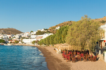 patmos skala beach,  greece agean island in summer