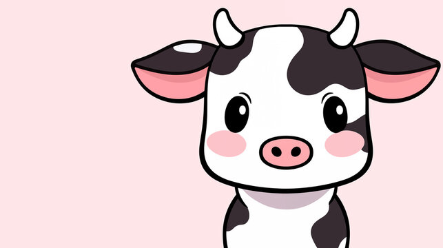Hand drawn cartoon cute cow animal illustration