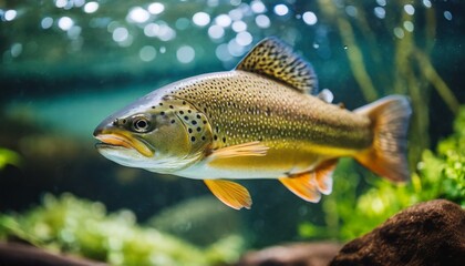 Naklejka premium The Brown trout (Salmo trutta fario) in the aquarium