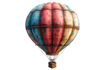 A vibrant 3D cartoon render of a colorful hot air balloon floating in the sky.