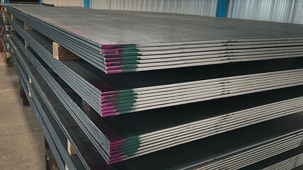 black steel sheet.steel sheet for background.Group of steel sheets for industrial materials...