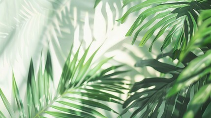 Exotic palm fronds against transparent backdrop. Captures lush tropical foliage in all its verdant glory.