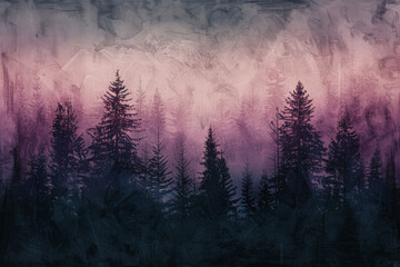 abstract pine trees grunge background .Generative AI - obrazy, fototapety, plakaty