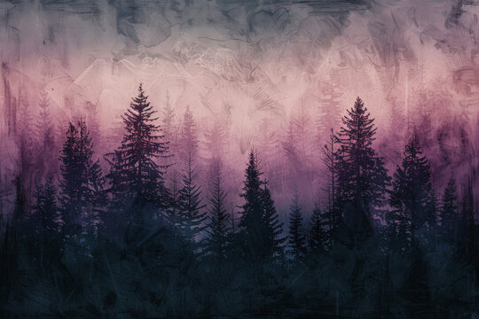 abstract pine trees grunge background .Generative AI