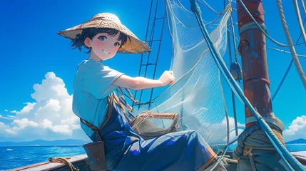 Foto op Canvas 漁師の女性、漁船1 © 孝広 河野