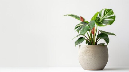 Aglaonema plant in pots, set against a white background, are suitable for interior home decoration