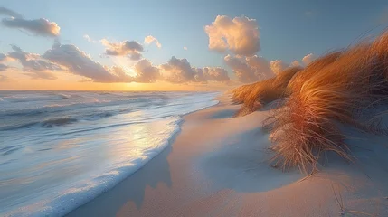 Raamstickers Dune beach at the North Sea coast, Sylt, Schleswig-Holstein, Germany © Ferdous