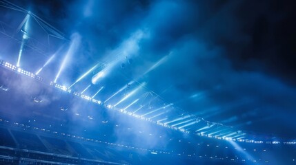 The impressive sight of a stadiums lighting system capable of providing visibility for thousands of spectators. - obrazy, fototapety, plakaty