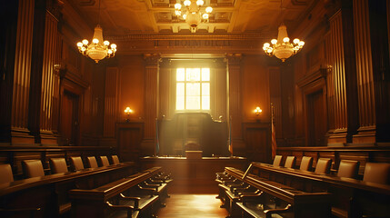 beautiful empty courtroom - old fashion