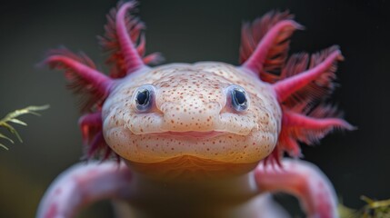 The axolotl's enigmatic gaze reveals the captivating allure and regenerative magic of this underwater wonder.