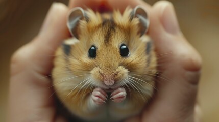 Capturing the essence of a hamster's charm and vitality through a close-up on its endearing eyes.