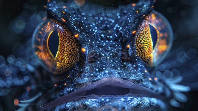 Discover the mesmerizing depths of a viperfish's gaze, immersed in the enchanting glow of the bioluminescent deep sea world.