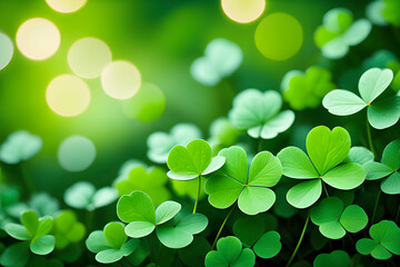 shamrock leaves in lens flare for background and St. Patrick's Day background