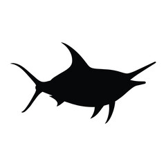 silhouette of a swordfish on white