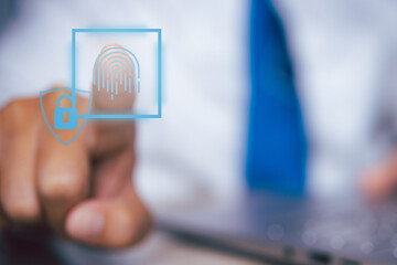 Fingerprint scanner futuristic digital processing of biometric identification.