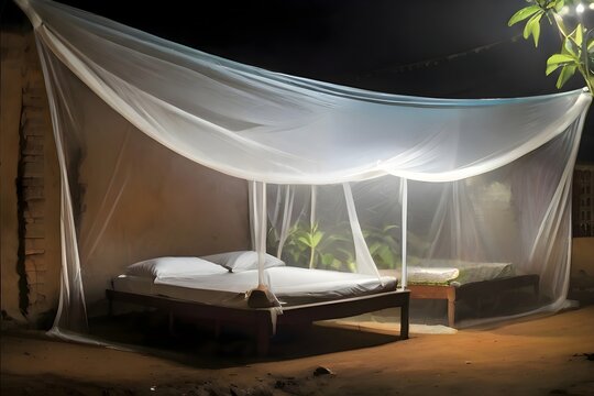 World Malaria Day  , Images of Vigilant Mosquito Nets Guarding Against the Night 
