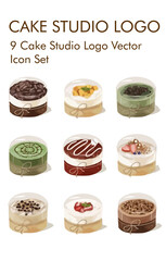 Cake studio logo vector icon set