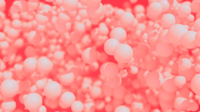 Colorful floating balls animation. Design. 3D soft small spheres moving randomly all over the screen.