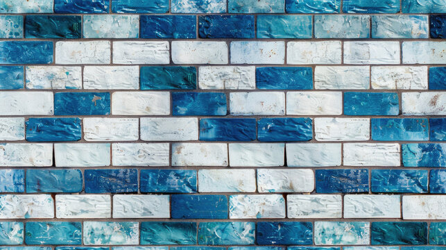 white and blue tile wall or seamless brick texture.