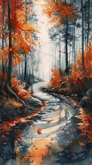 Transform the essence of watercolor paintings into a breathtaking panoramic view, accentuating the fragility and transparency of the medium Infuse the image with a sense of artistic depth