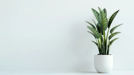 Foto op Canvas Snake Plant in pots, set against a white background, are suitable for interior home decoration © Super Shanoom