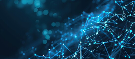 Technology concept Abstract and futuristic blue dots and lines connected together