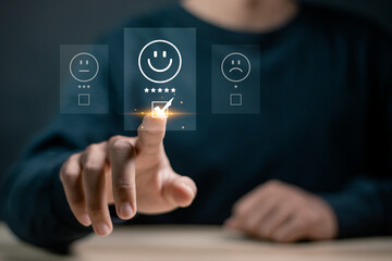Customer satisfaction survey concept. Service experience rating, Satisfaction feedback review, good...