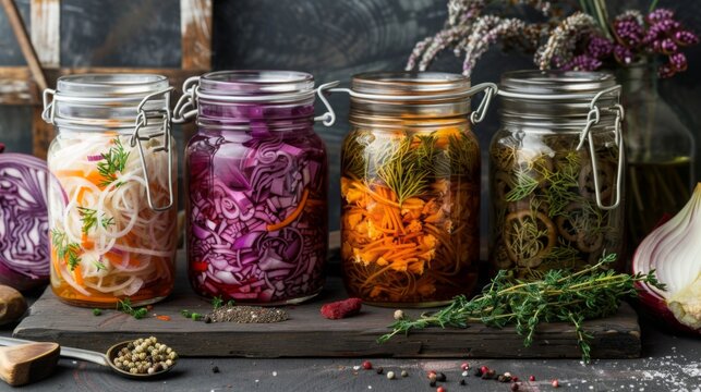 Group of Jars Filled With Various Foods