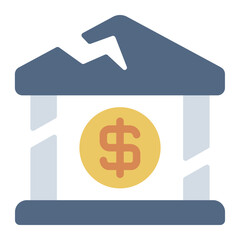 Broken bankrupt Bank icon