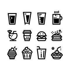 Set of drinks icons in modern line style