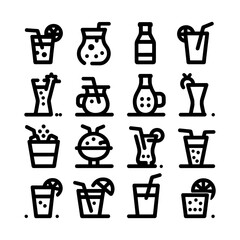 Set of drinks icons in modern line style