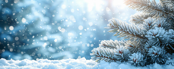 Fototapeta na wymiar winter background with snowflake falling