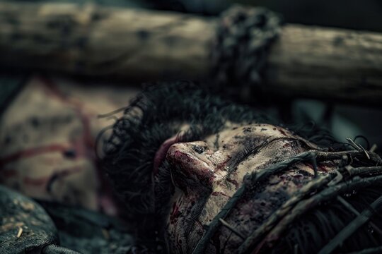 Crucifixion of Jesus Christ. Photography with a Focus on Details