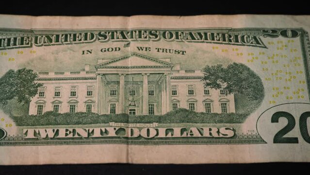 Back of twenty dollar bill money currency