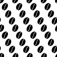 Logo coffee beans seamless pattern. Abstract background texture of silhouettes drawn coffee grains