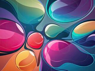 Abstract art illustration featuring bubbles shapes in vibrant colors with Generative AI.