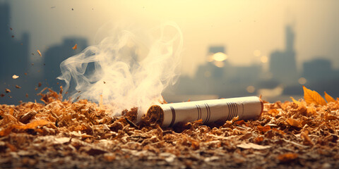 smoke abandoned to awareness public health on World Tobacco Day - obrazy, fototapety, plakaty