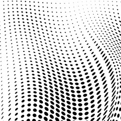 Abstract halftone texture. Chaotic waves of black dots on a white background