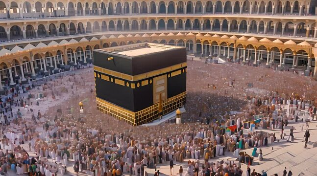 Pilgrims circumambulating the Holy Kaaba 