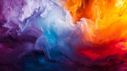 Dynamic and vivid, a cascade of liquid colors blending into a gradient wave, creating a visually captivating abstract composition that evokes a sense of movement.
