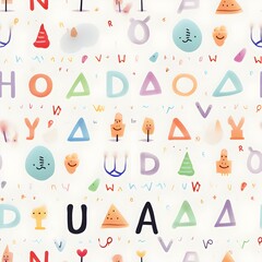 Seamless pattern of cute alphabets,cartoon